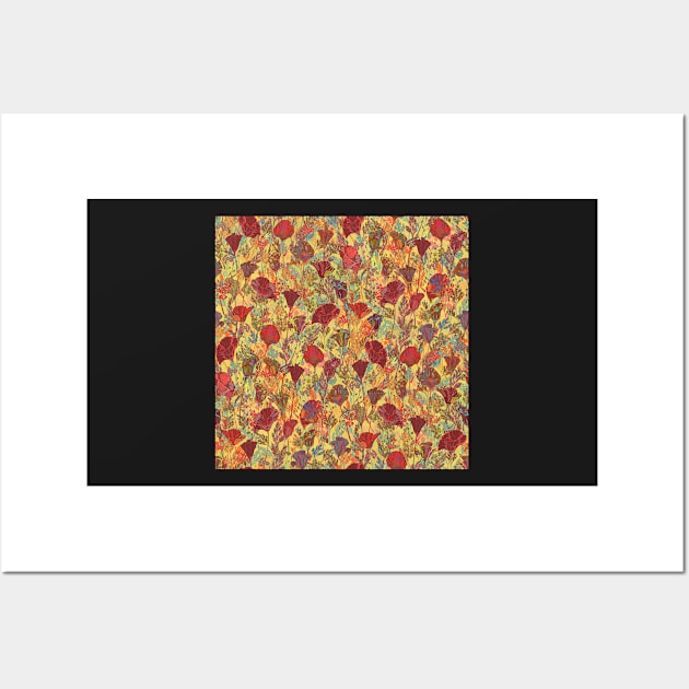 Remembering Poppies - Red & Gold Wall Art by lottibrown